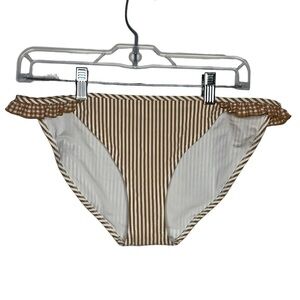AERIE NWOT Bikini Botton Side Ruffle Striped Swimsuit